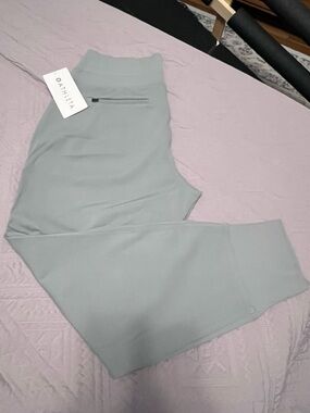 Athleta Light Gray High-Rise Tapered Joggers